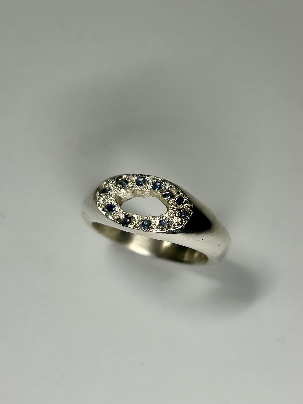 Sapphire Oval Silver Signet