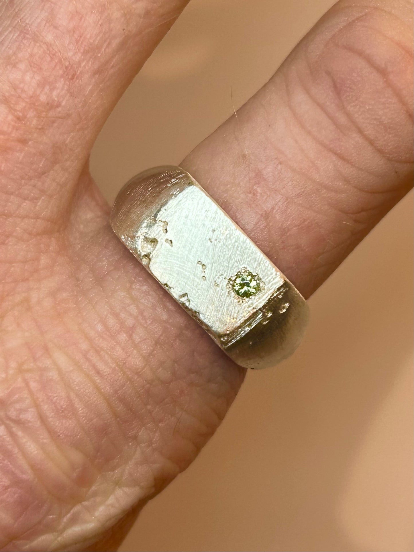 Green Rough Sapphire Signet