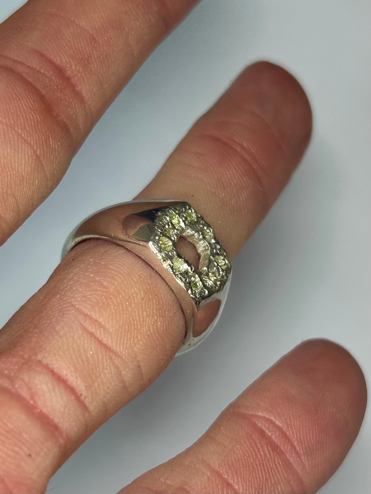 Peridot Square Embedded Gemstone Signet