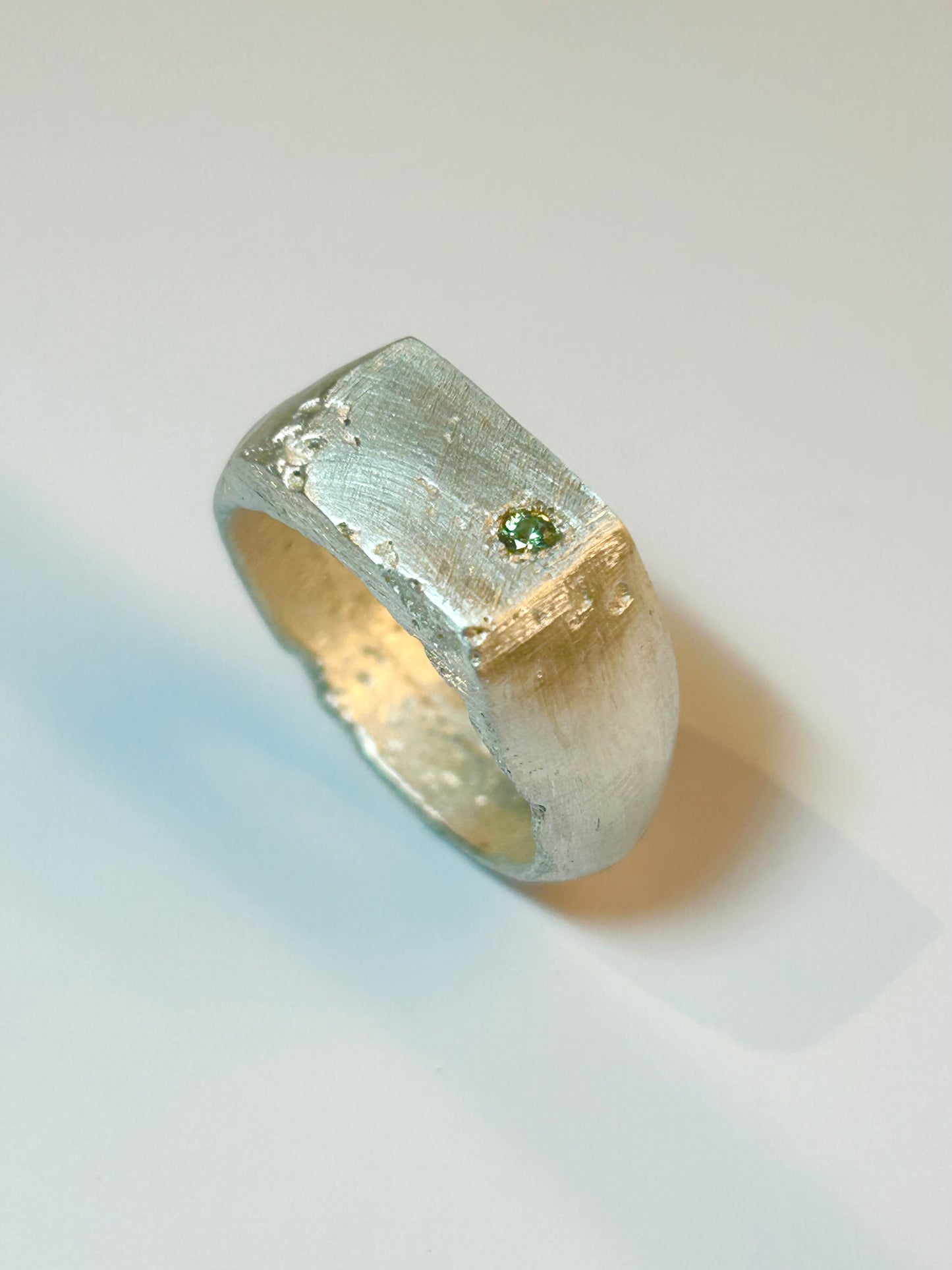 Green Rough Sapphire Signet
