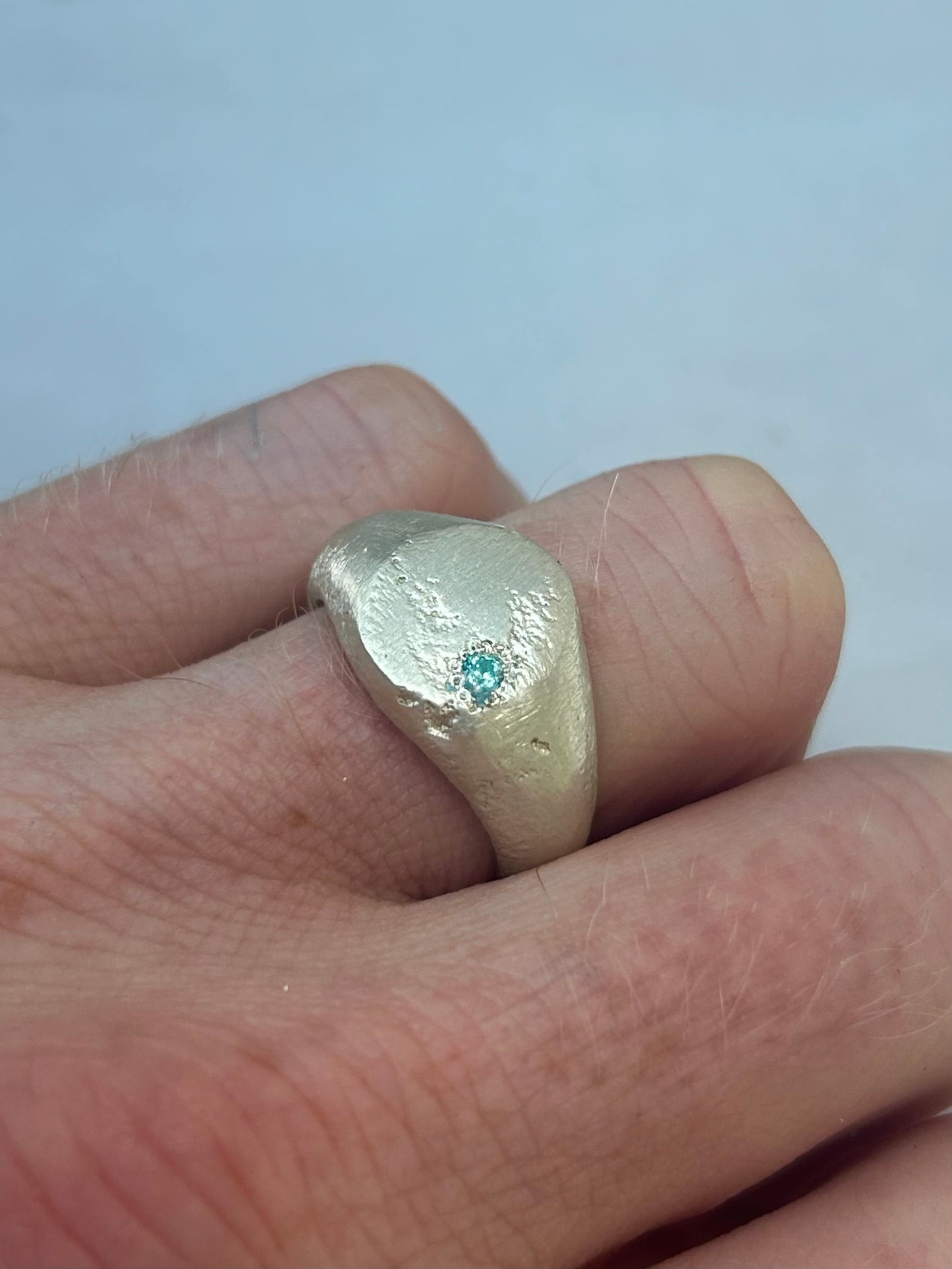 Aquamarine Rough Oval Signet