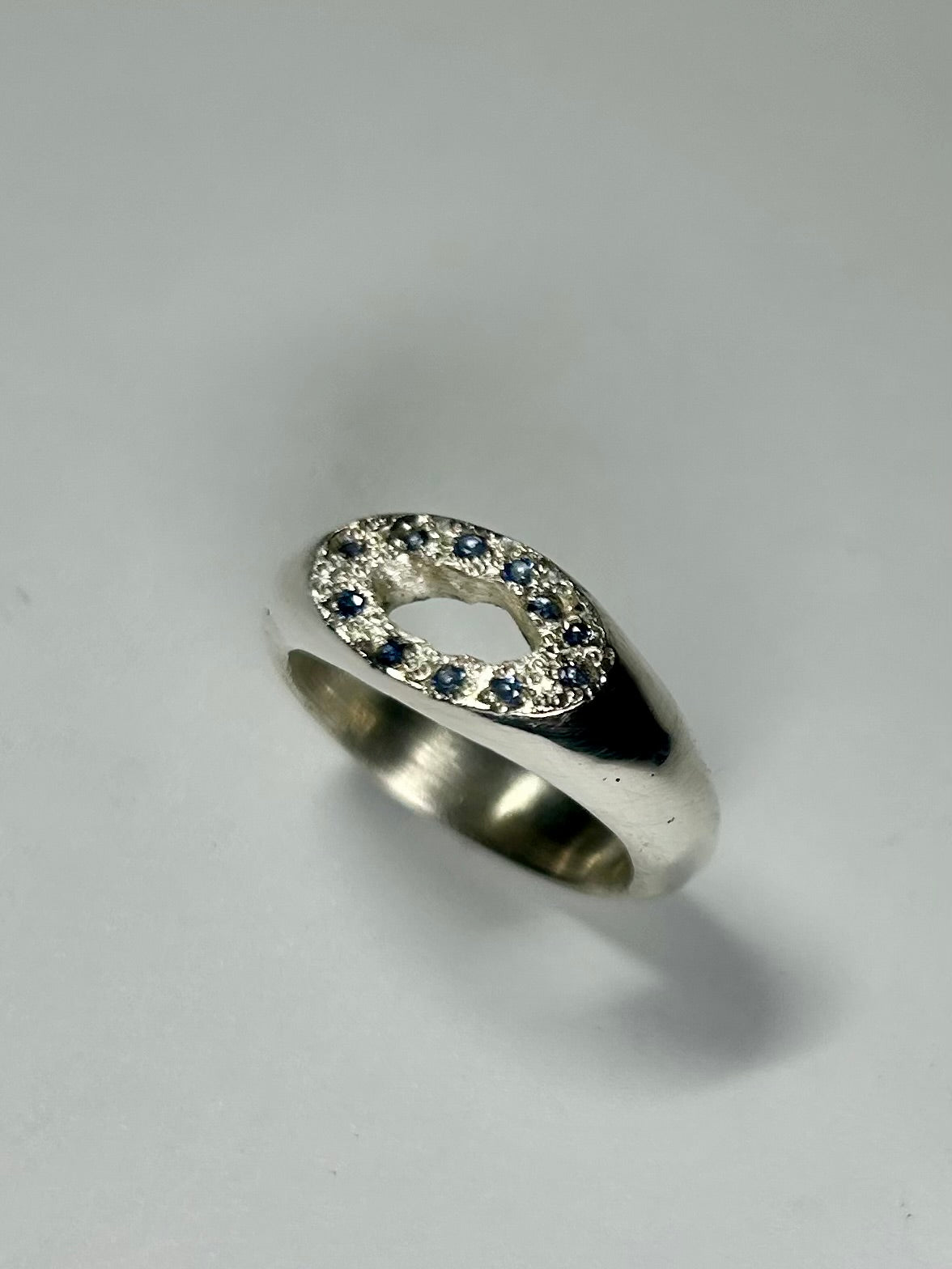 Sapphire Oval Silver Signet