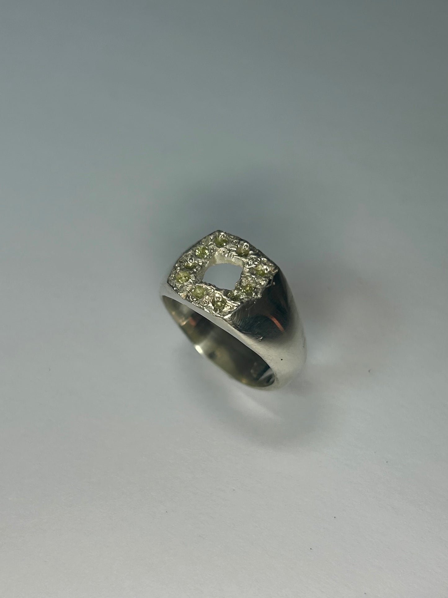 Peridot Square Embedded Gemstone Signet