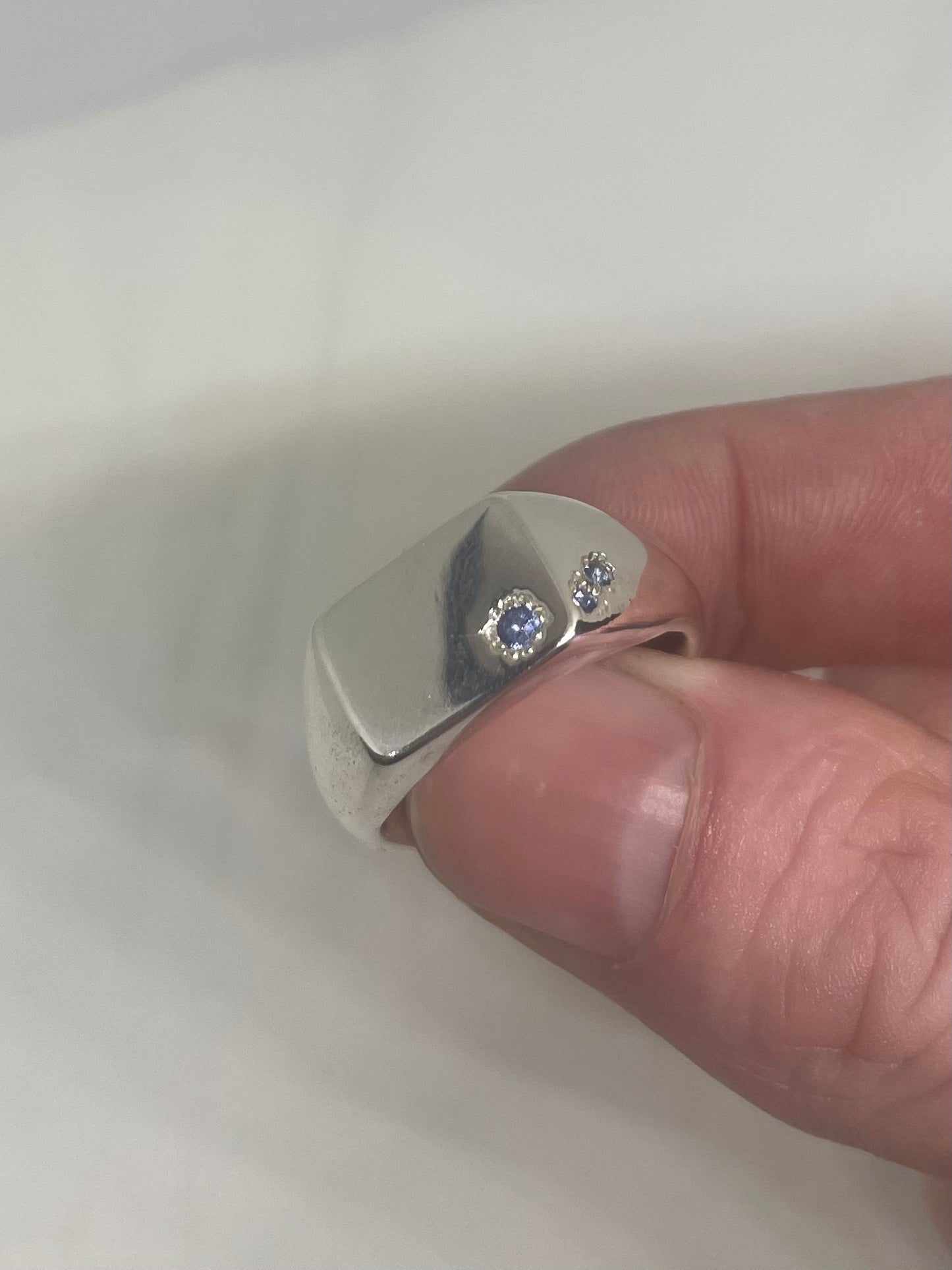 Signet Sapphire Embedded Ring