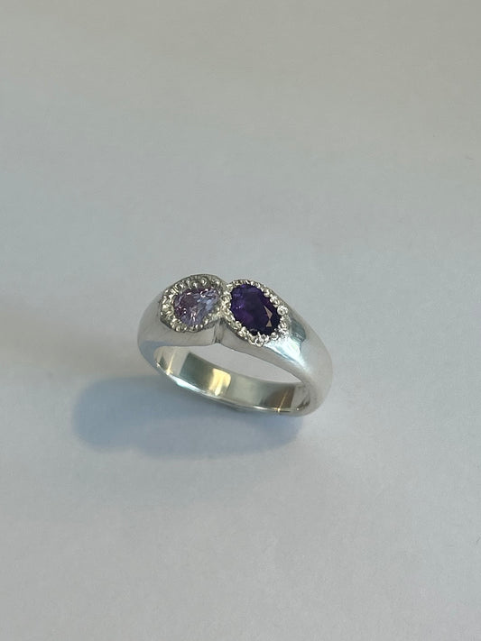 Lavender Amethyst Pair Ring