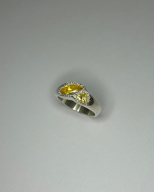 Double Citrine Ring